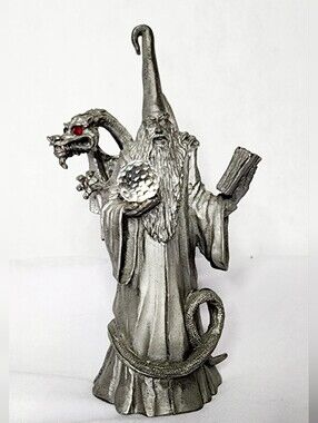 Perth Pewter Wizard with Dragon Crystal Ball FA67 Signed Ray Lamb 1988 Figurine